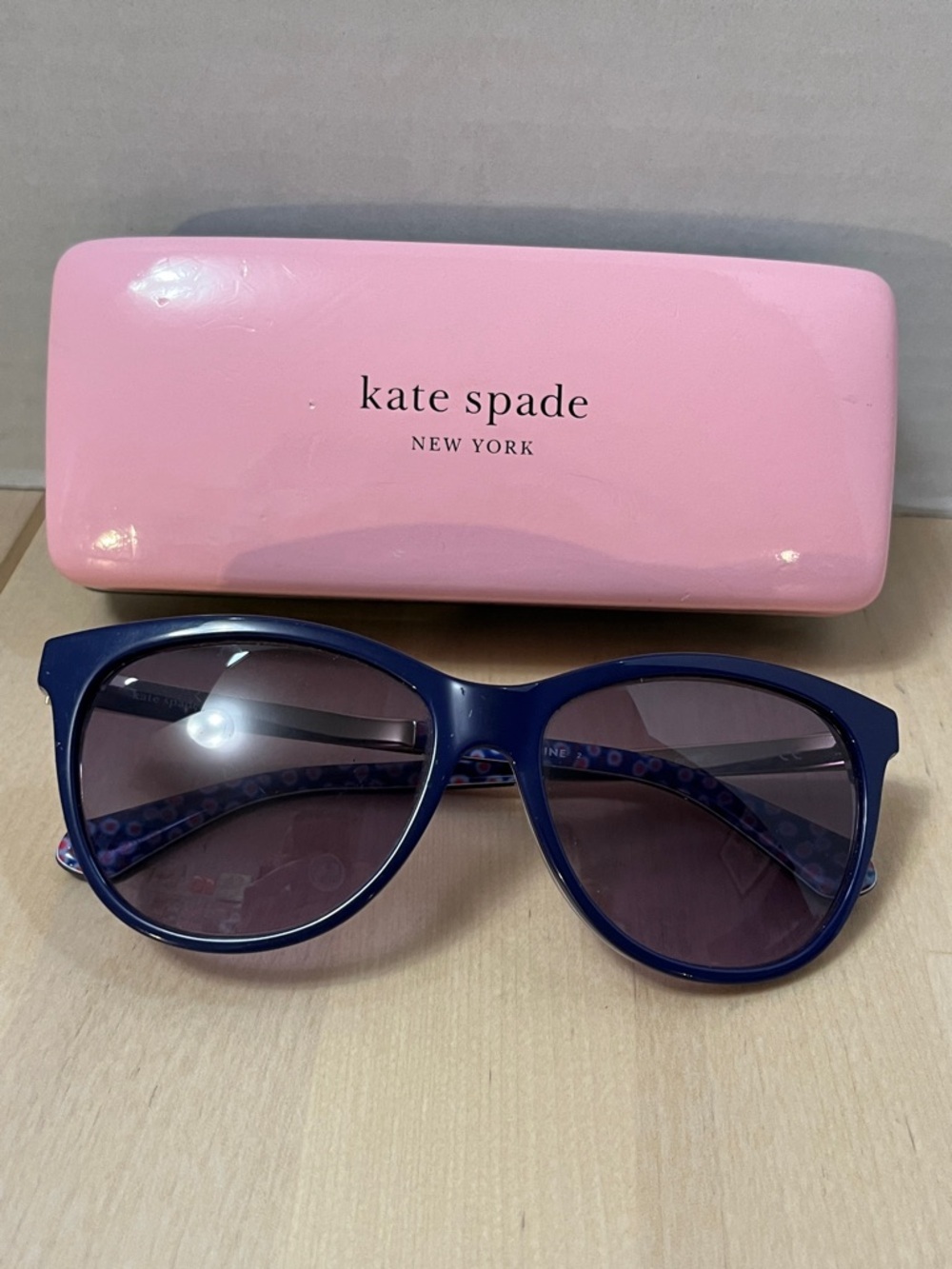 Kate Spade Jizelle Bluish Purple w/ Gold Trim Sunglasses & Case Women’s Small
